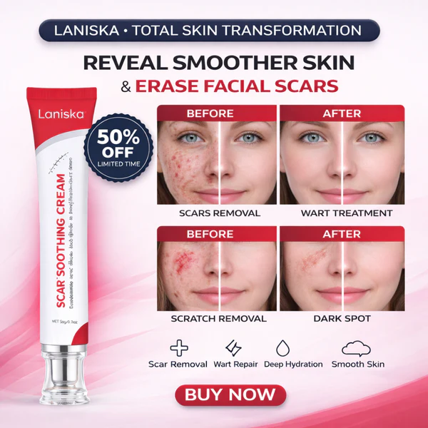Laniska Scar Soothing Cream | 7-in-1 Skin Repair with Argan Oil, Shea Butter, Vitamin E & Hyaluronic Acid | Fades Scars, Warts & Scratches, Deep Hydration